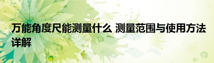 万能角度尺能测量什么 测量范围与使用方法详解